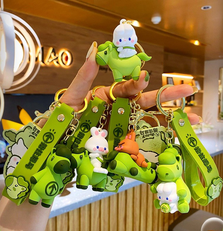 جاسوئیچی سیلیکونی خرگوش و اسب سبز فانتزی شکوفه گیلاس 💚