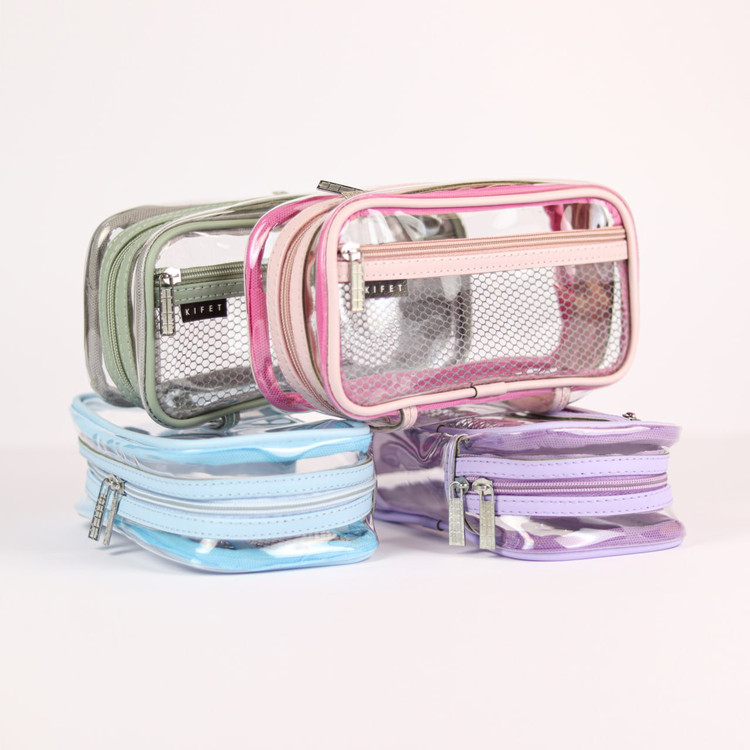 جامدادی دو زیپ طلقی پاستلی ضدآب شکوفه گیلاس 🌈💧