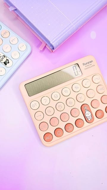 ماشین حساب فانتزی سایز بزرگ رابیت پاستلی شکوفه گیلاس 🐰🧮