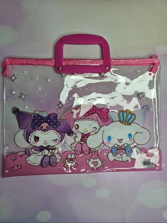 کیف کوچک شفاف فانتزی مدل کرومی مخصوص لوازم تحریر و لوازم آرایش شکوفه گیلاس👜✨