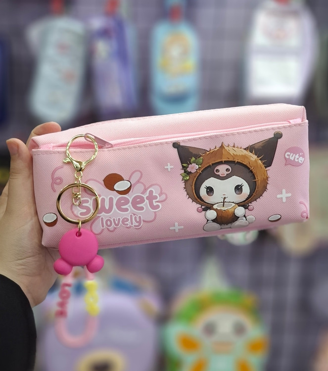 جامدادی برزنتی مدل کرومی با آویز شخصیت سانریو مخصوص مدرسه و دانشگاه شکوفه گیلاس💖✏️