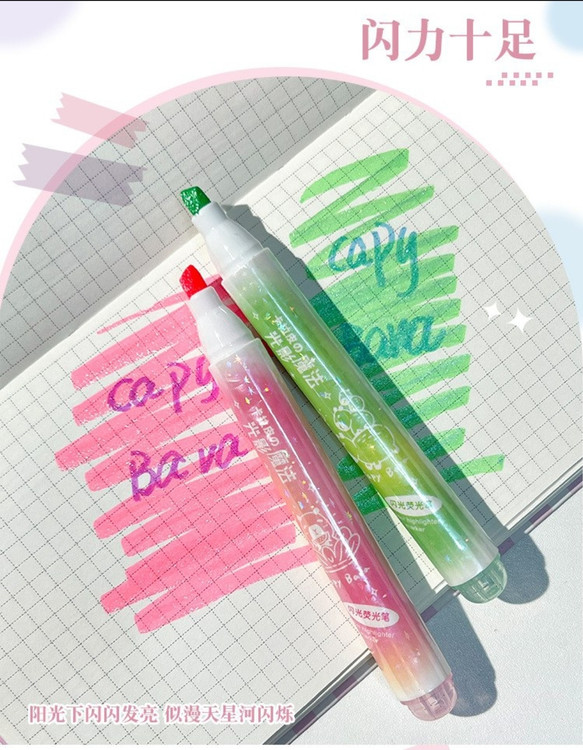 ست هایلایتر اکلیلی فانتزی با طراحی کیوت و پینترستی مناسب هدیه و لوازم تحریر فانتزی دخترانه شکوفه گیلاس✨⭐