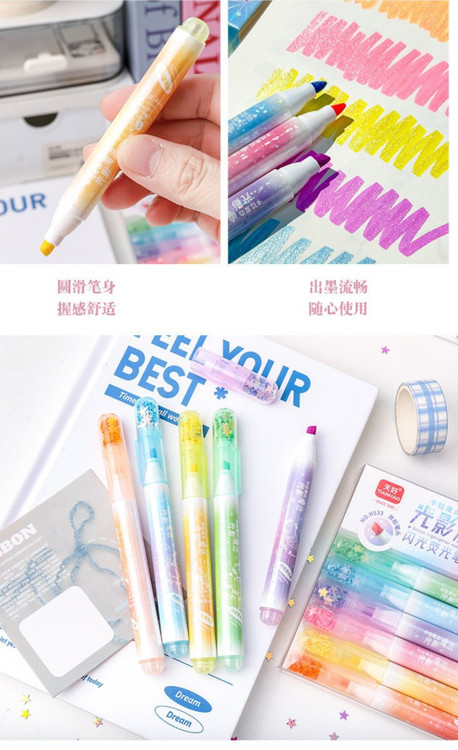 ماژیک علامت گذار شاین دار فانتزی مدل ستاره ای مخصوص تزیین بولت ژورنال و اسکرپ بوک شکوفه گیلاس✨⭐