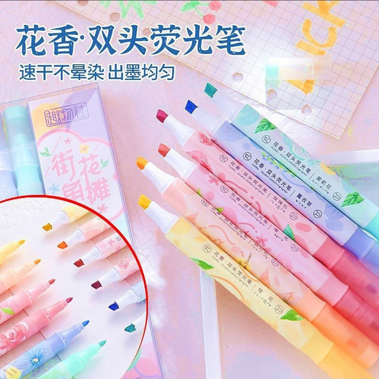 ست هایلایتر میوه ای معطر فانتزی با طراحی کیوت و پینترستی مناسب هدیه و لوازم تحریر فانتزی دخترانه شکوفه گیلاس وارداتی🍎🍓🍇