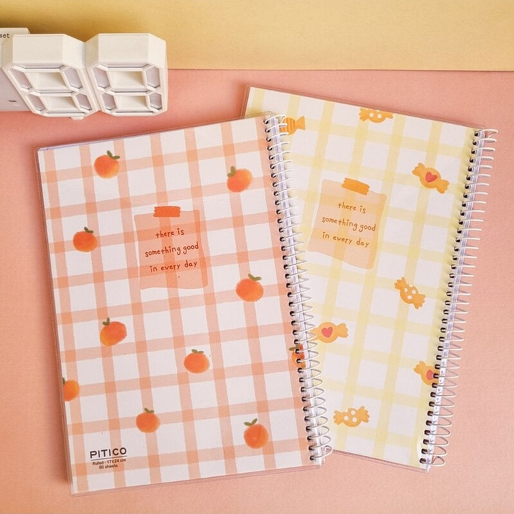 لوازم تحریر فانتزی برند Pitico دفتر 80 برگ مدل Pastel پینترستی و کیوت مناسب هدیه و دانش آموزان خوش سلیقه شکوفه گیلاس