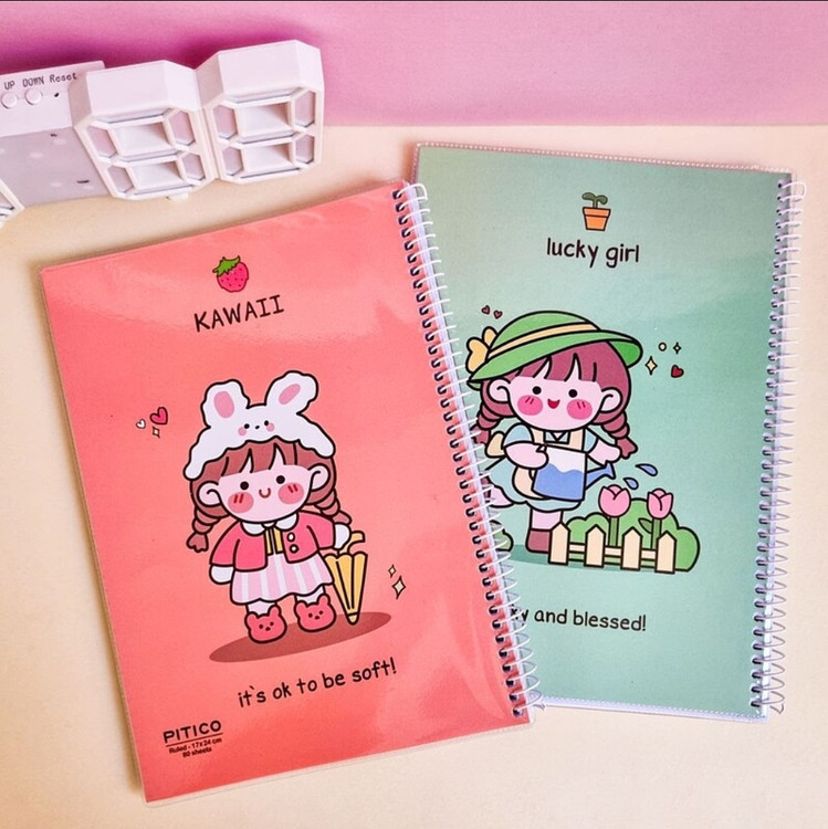 دفترچه فانتزی 80 برگ با جلد سخت و مقاوم سیمی و کاغذ 70 گرم خط دار سفید شکوفه گیلاس پینترستی و خاص دخترانه