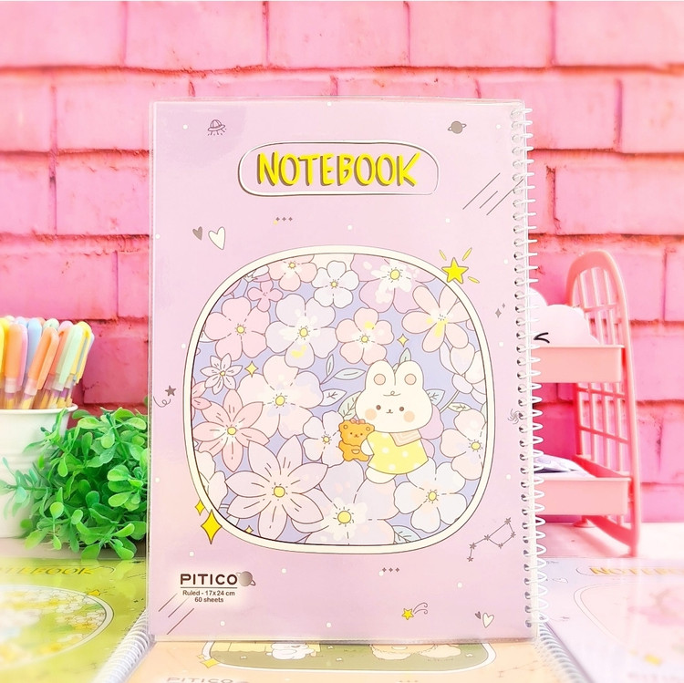 دفتر فانتزی خط دار 60 برگ سیمی مجلد طرح بهاره برند Pitico رنگ های پاستلی و شاد بهاری