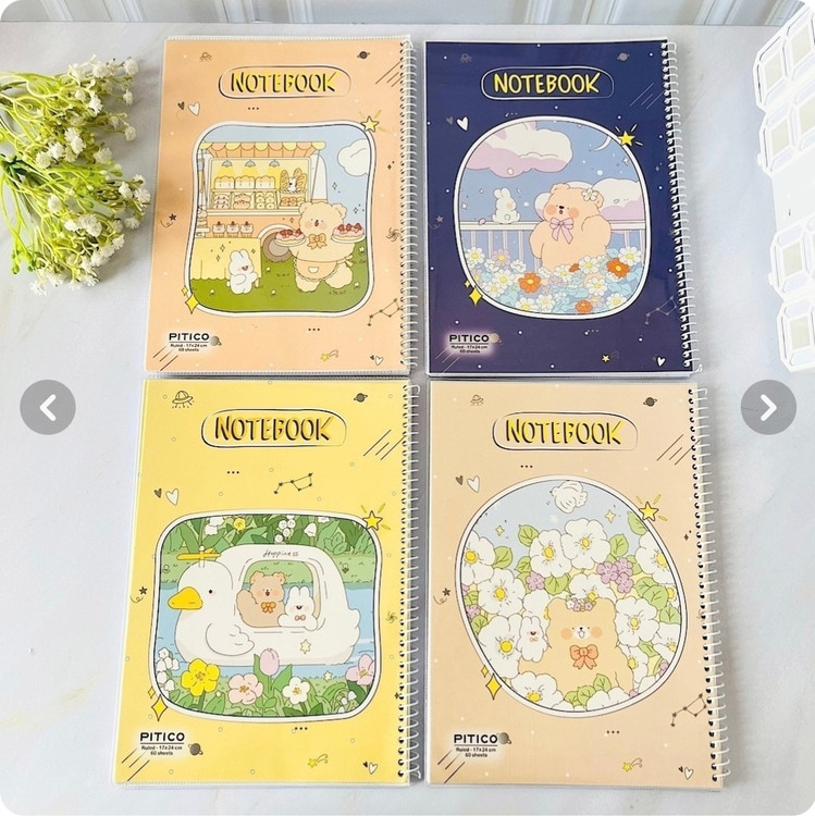 دفتر سیمی فانتزی طرح گل گلی و بهاره شکوفه گیلاس مناسب یادداشت و جزوه نویسی کیوت