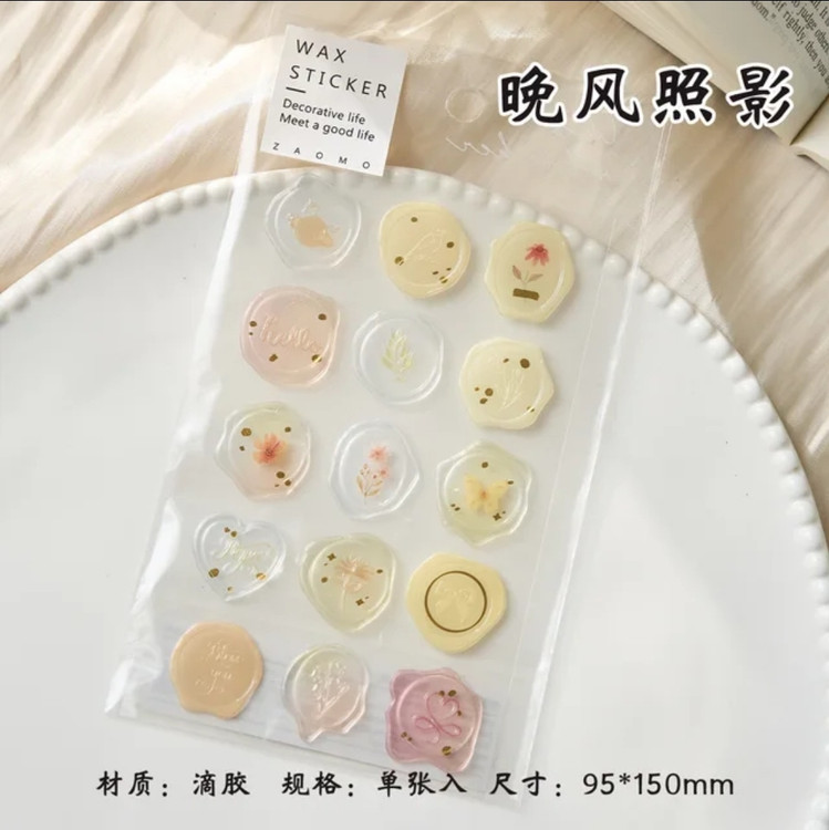 استیکر مهر و موم فانتزی شکوفه گیلاس مناسب اسکرپ بوک و ژورنال نویسی کلاسیک