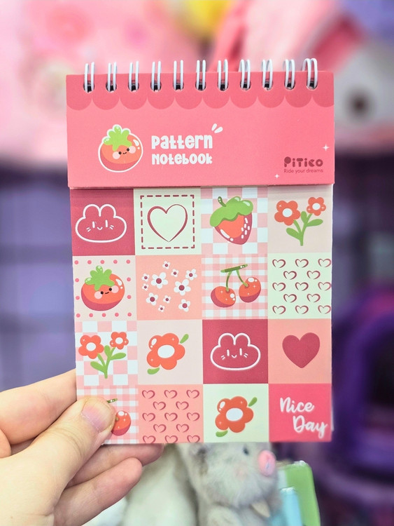 دفترچه فانتزی برند Pitico طرح گیلاس و رابیت رنگ نارنجی سبز صورتی بنفش زرد کیوت و باکیفیت